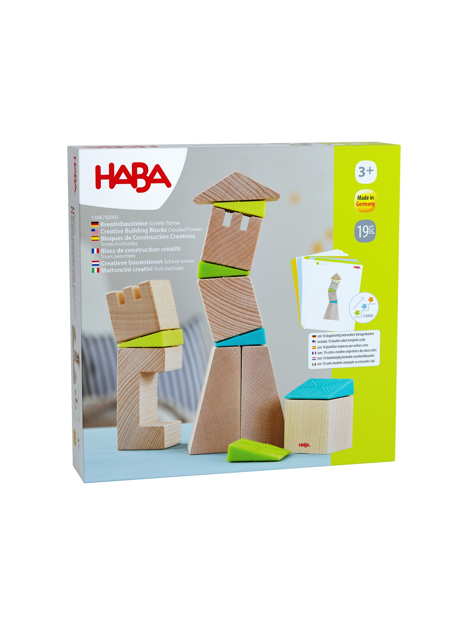 HABA Unisex Lernspielzeug 3D-Legespiel Schiefe Türme 1er Pack