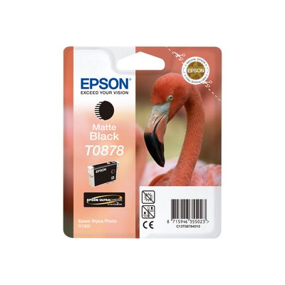 Epson T0878 Flamant rose - noir mat - cartouche d'encre originale