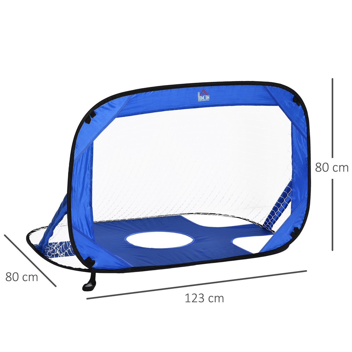 HOMCOM Voetbaldoelen, Pop-Up Doel, Draagbaar met Draagtas, Opvouwbaar, 123 x 80 x 80 cm, Oxford Stof, Blauw