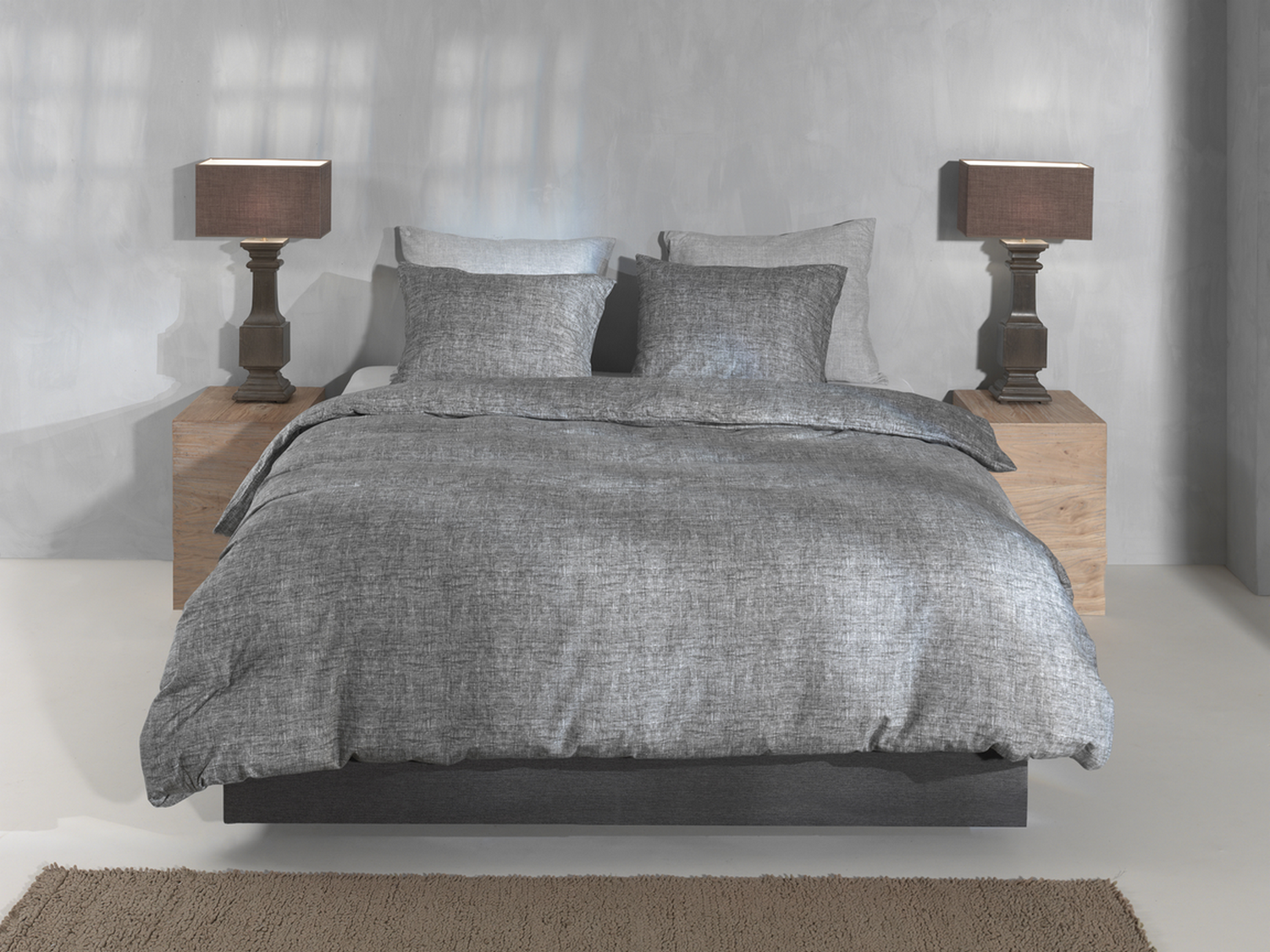 Zo Home Dekbedovertrek Flanella di Lino - dark grey