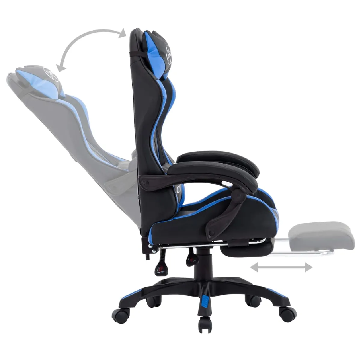 vidaXL Fauteuil jeux vidéo Bleu et noir