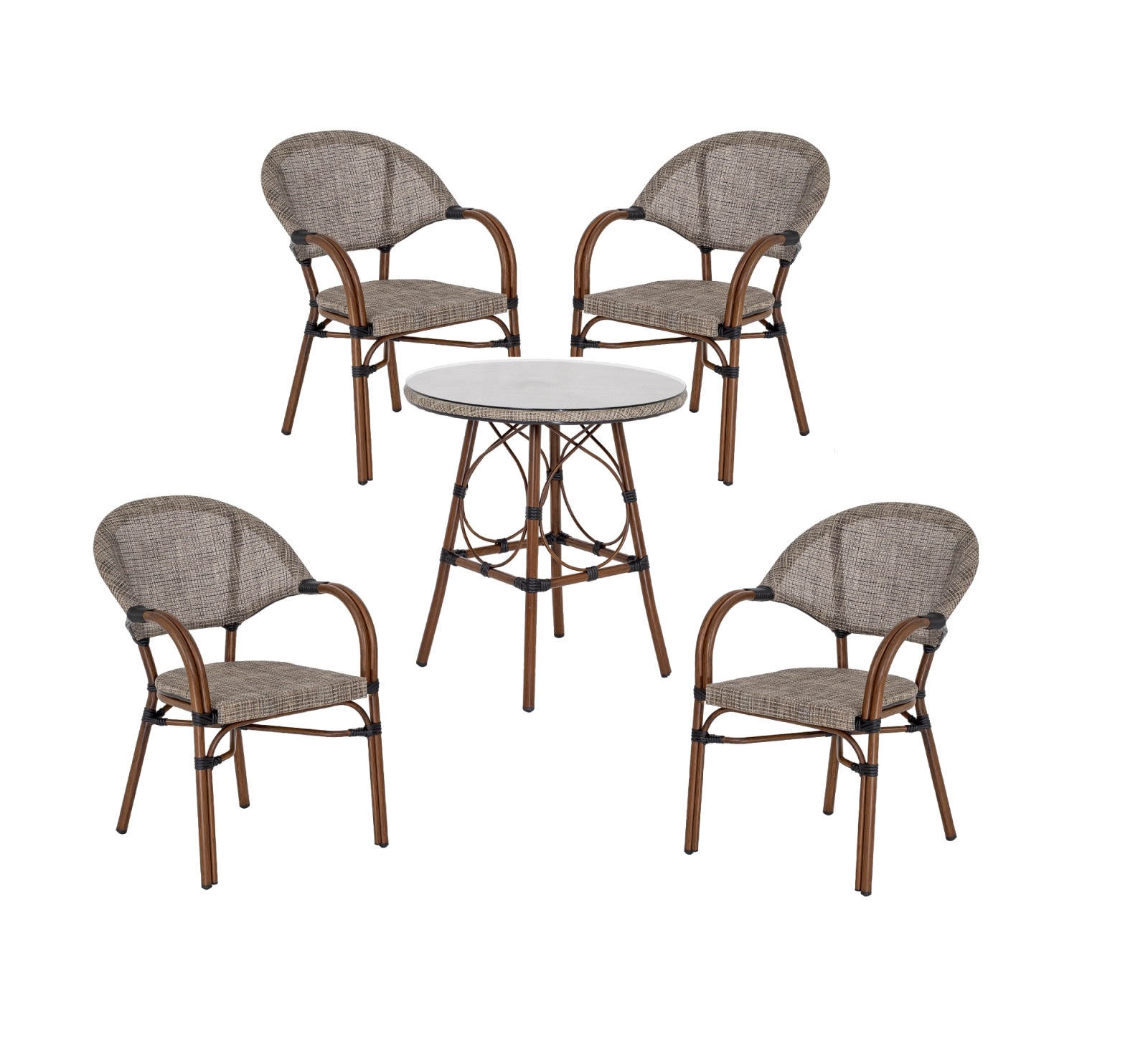 5-teiliges Gartenmöbel-Set - bambus-sand - 70x74 cm
