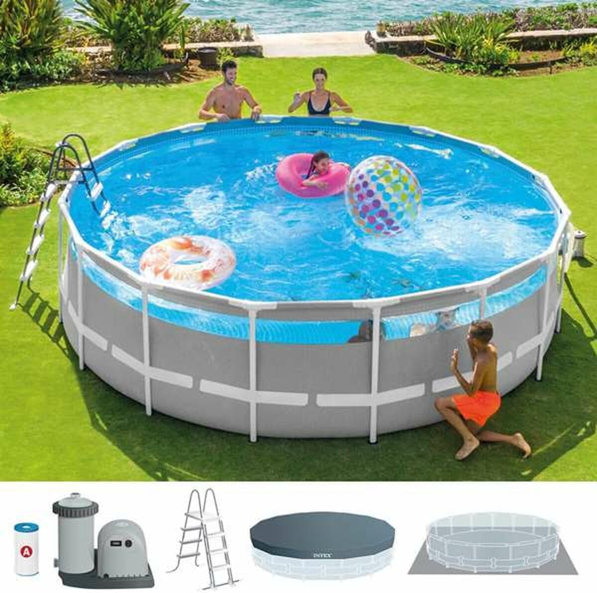 Intex kit Piscine Tubulaire Clear Window (ø) 4,88 x (h) 1,22m