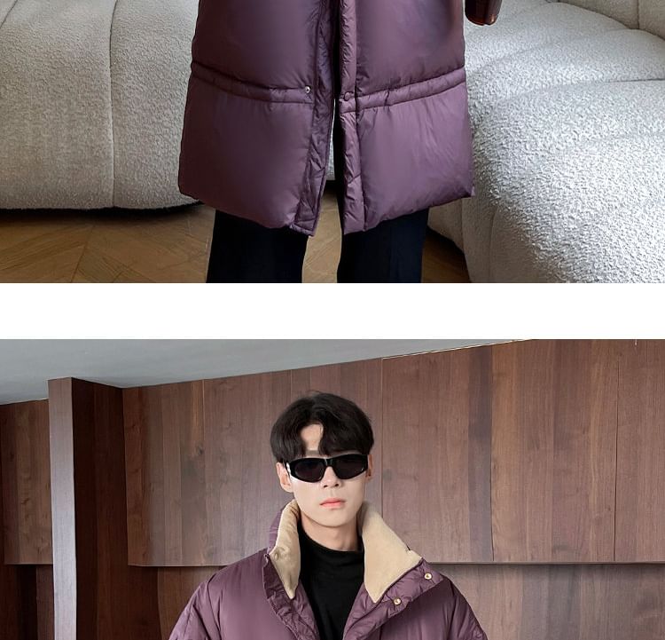 Freehop - Effen oversized pufferjas met opstaande kraag