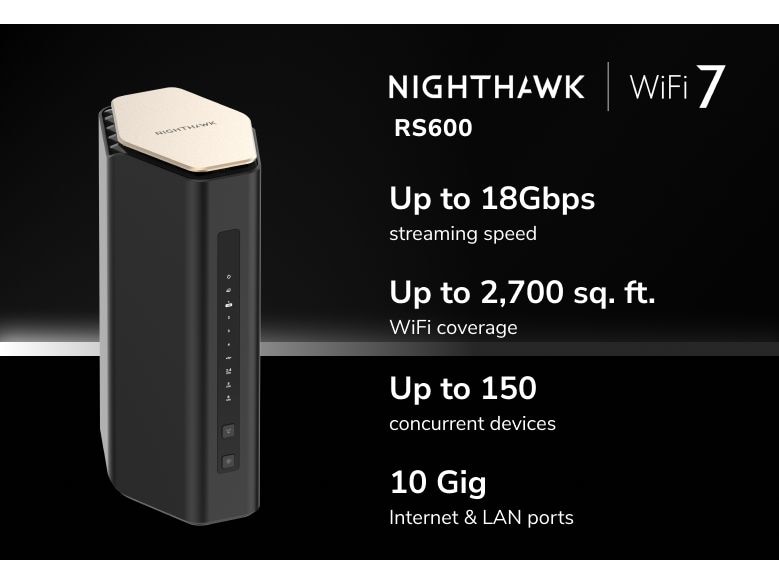 Netgear Tri-Band WiFi Router RS600 Nighthawk WiFi 7 Netgear RS600 Nighthawk WiFi 7 Router (bis zu 18 Gbps)