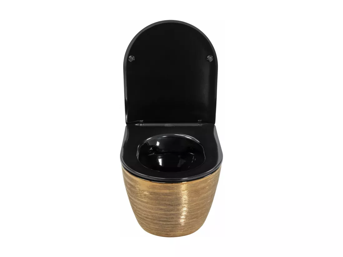 Cuvette Wc Suspendue Rea Carlo Mini Riml Dur/Flat/Zm Brush Gold