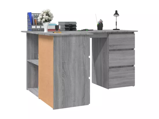 Bureau d'angle Sonoma gris 145x100x76 cm Bois d'ingénierie
