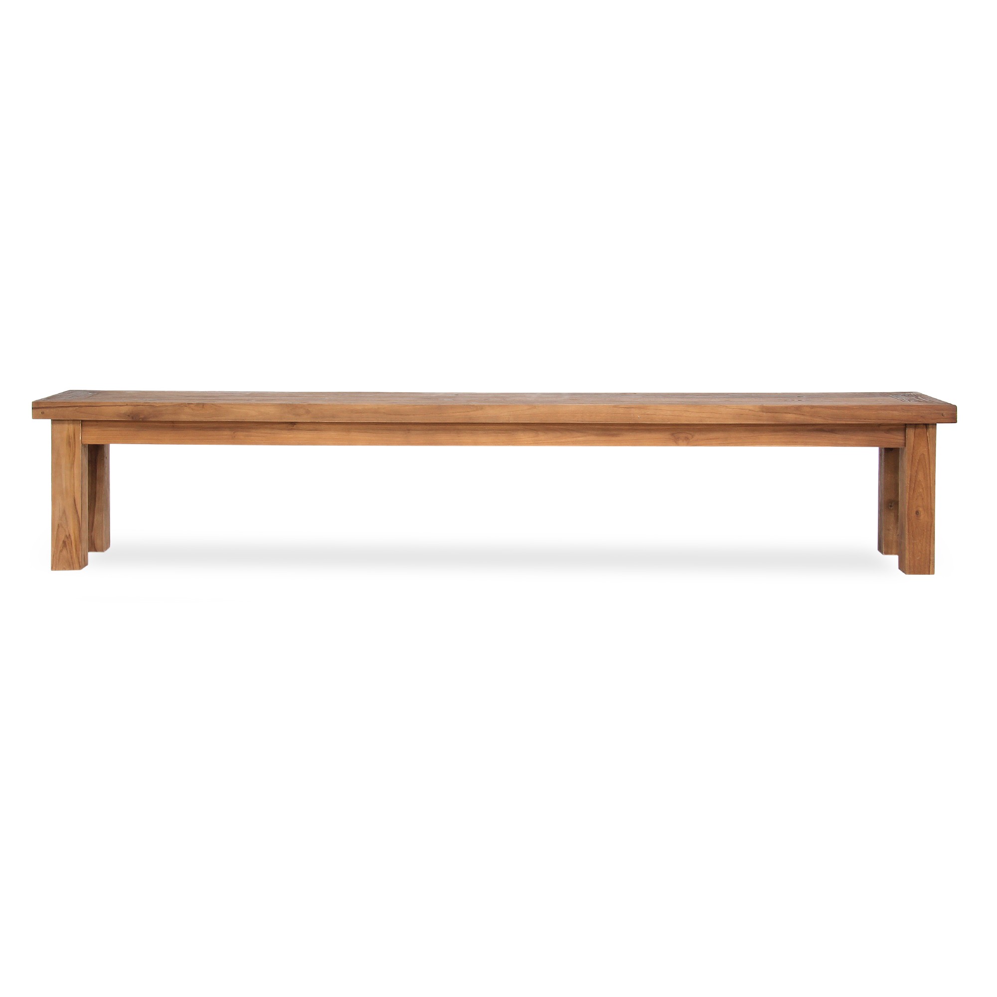 Holzbank aus recyceltem Teak, natur, B 250 cm, H 47 cm, L 35 cm von fischer's lagerhaus