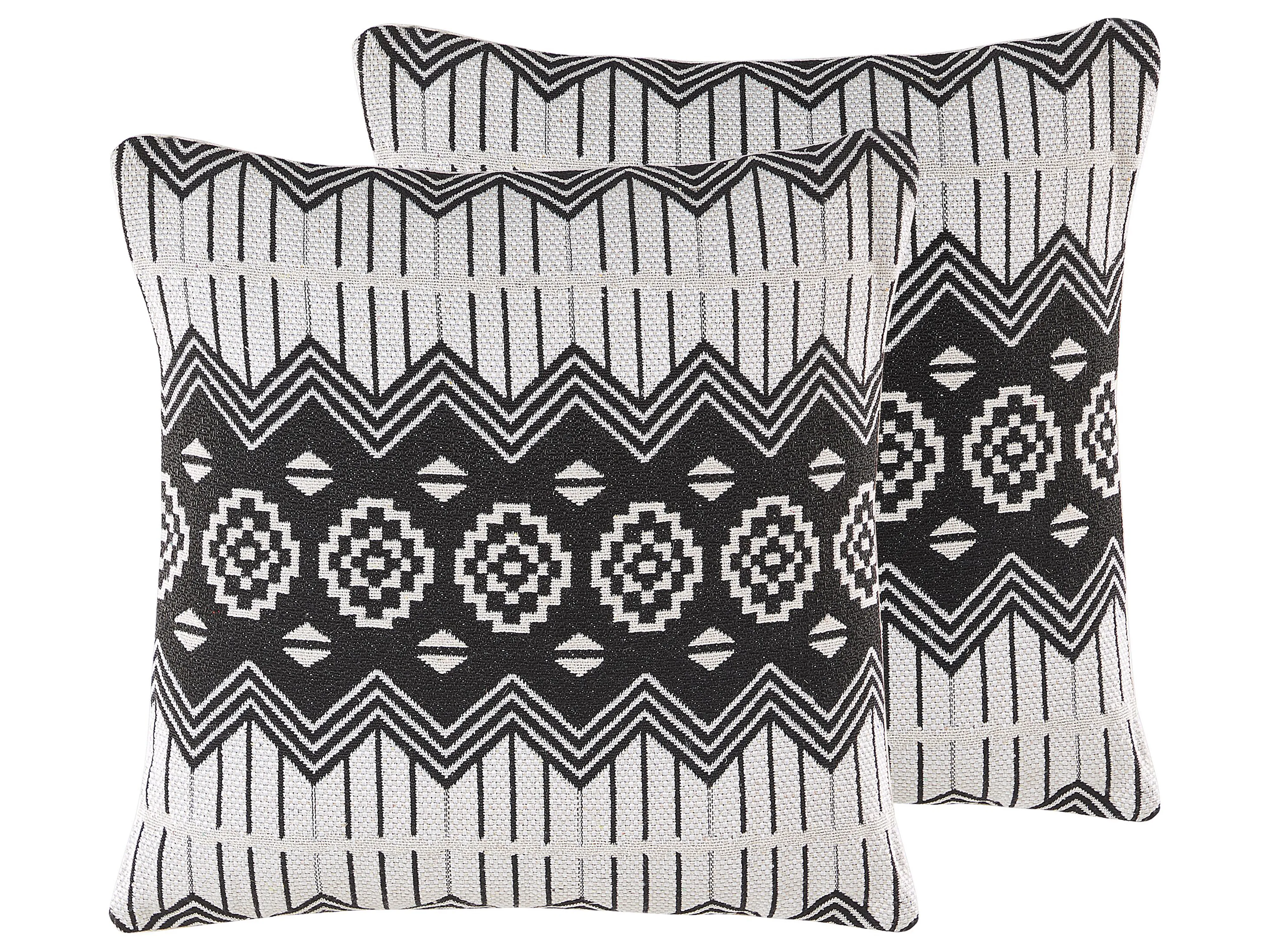 Set van 2 sierkussens CARDAK Katoen 45 x 45 cm Zwart/wit geometrisch patroon