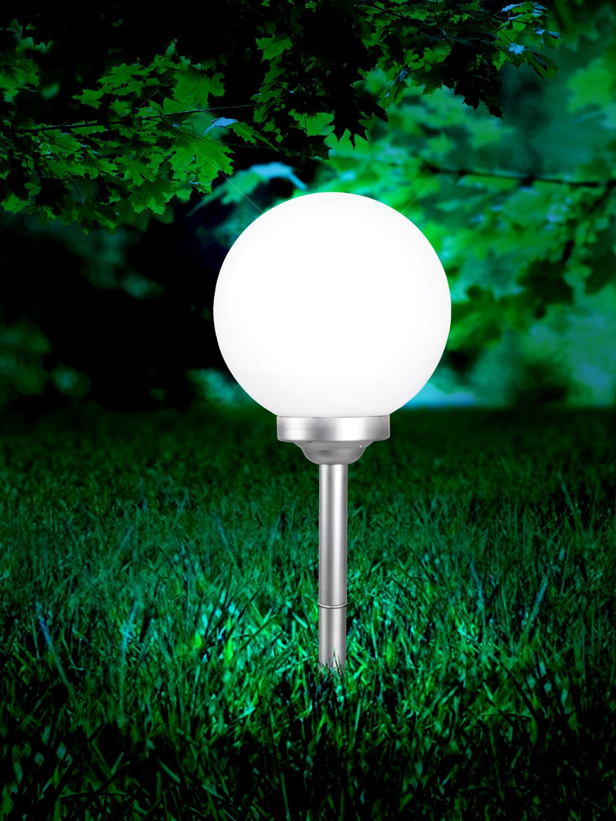 LED-Solarleuchte - silber metallic - weiß - 70 cm hoch