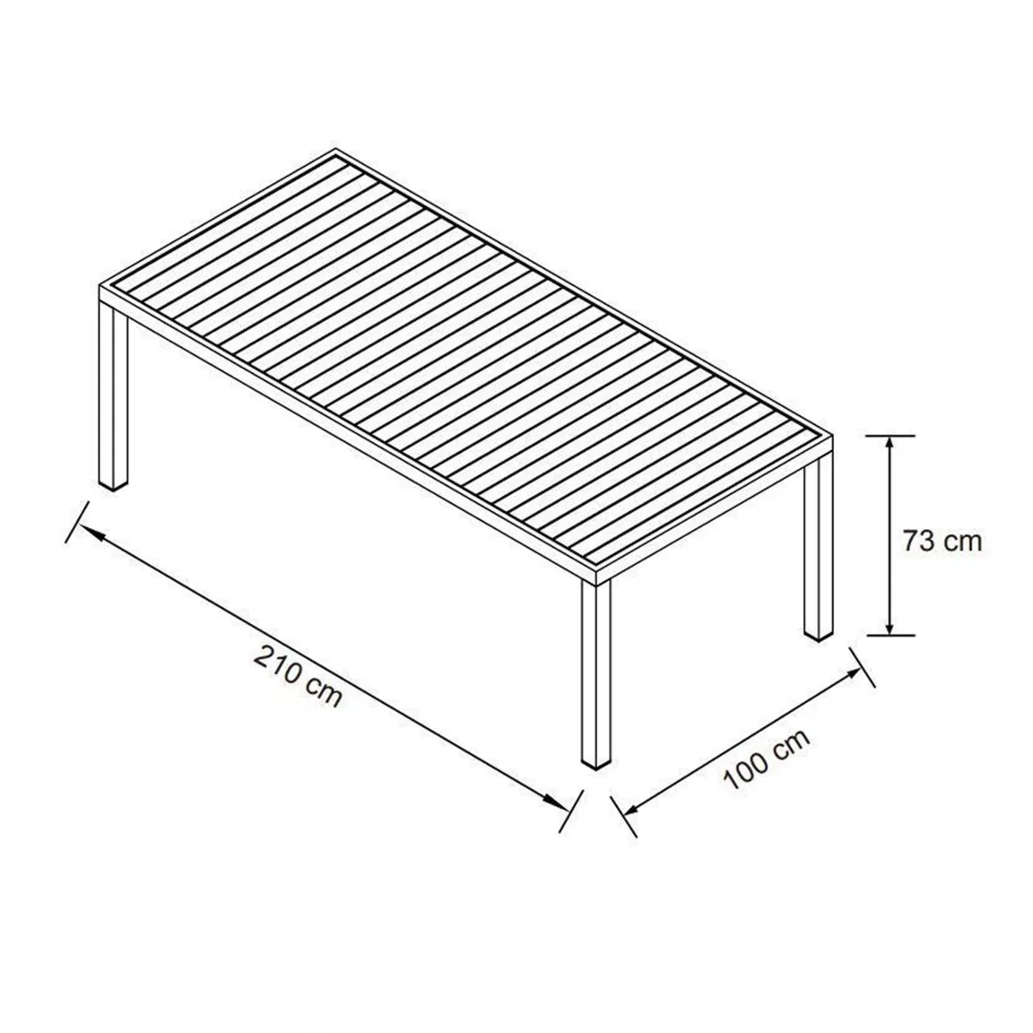 Table de jardin rectangulaire aluminium 8 places (210 x 100 cm) Murano Bleu pétrole
