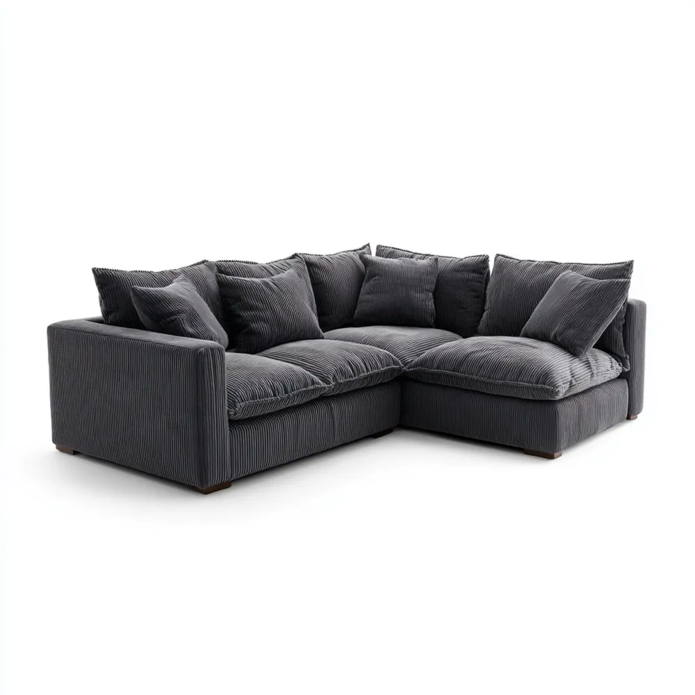 Ecksofa Samtstoff 240x240x85 cm – Dunkelgrau – Modernes Design