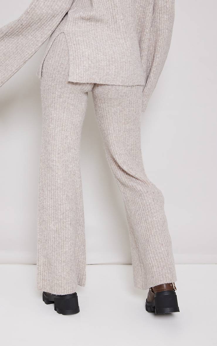 Marron Pantalon Large En Maille Côtelée Luxe Tall