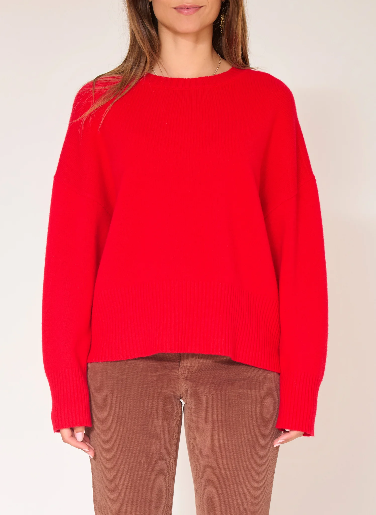 KOOL - Pull oversize col rond en laine | Rouge