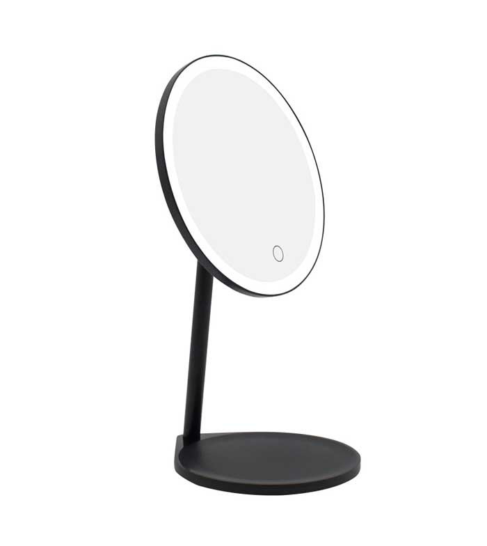 MQBeauty - Espelho de toucador preto recarregável com iluminação LED regulável