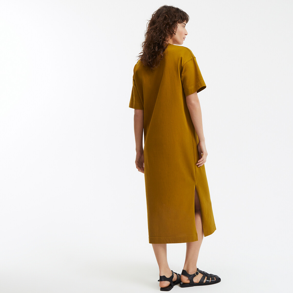 COLEÇÃO LA REDOUTE<br>Vestido longo em jérsei, fechamento com botão no ombro