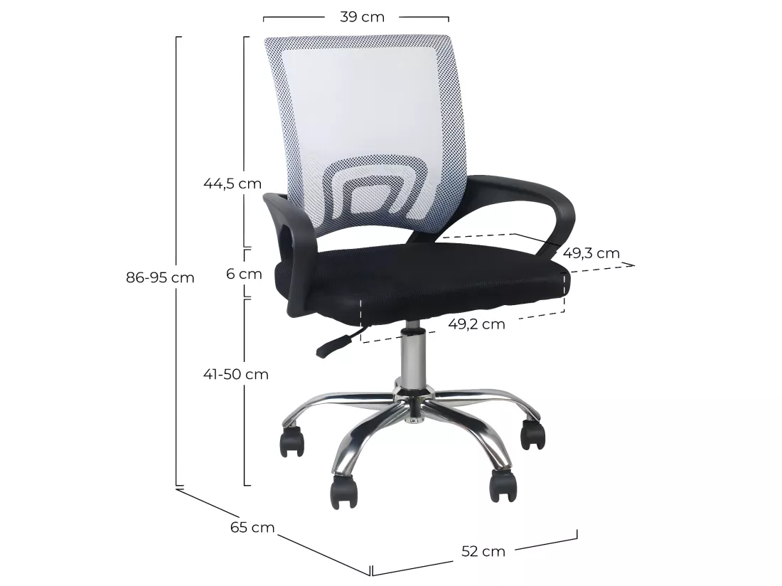 Chaise de bureau classique à roulettes 95x65x52cm O91