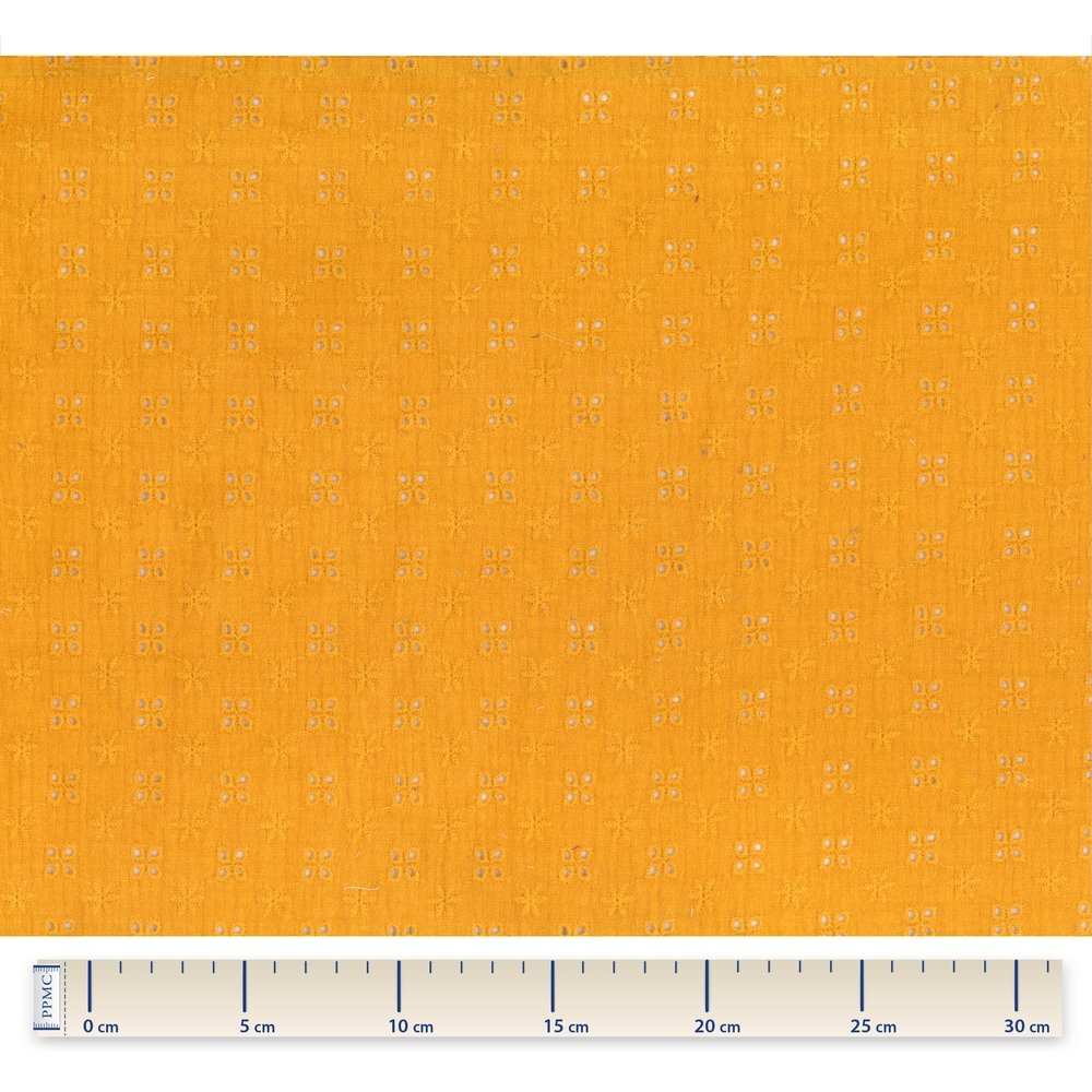 Coupon Tissu 50 Cm Gaze Dentelle Ocre