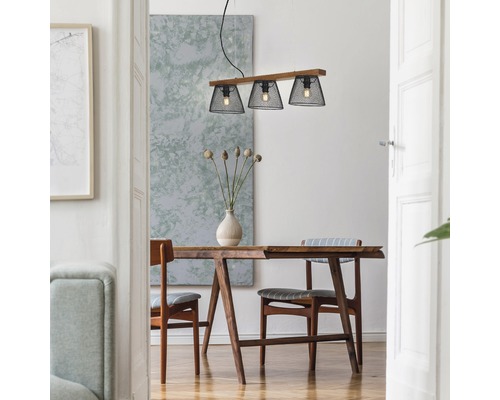Hanglamp, 3-lichts, HxLxB 136x65x7 cm, zwart
