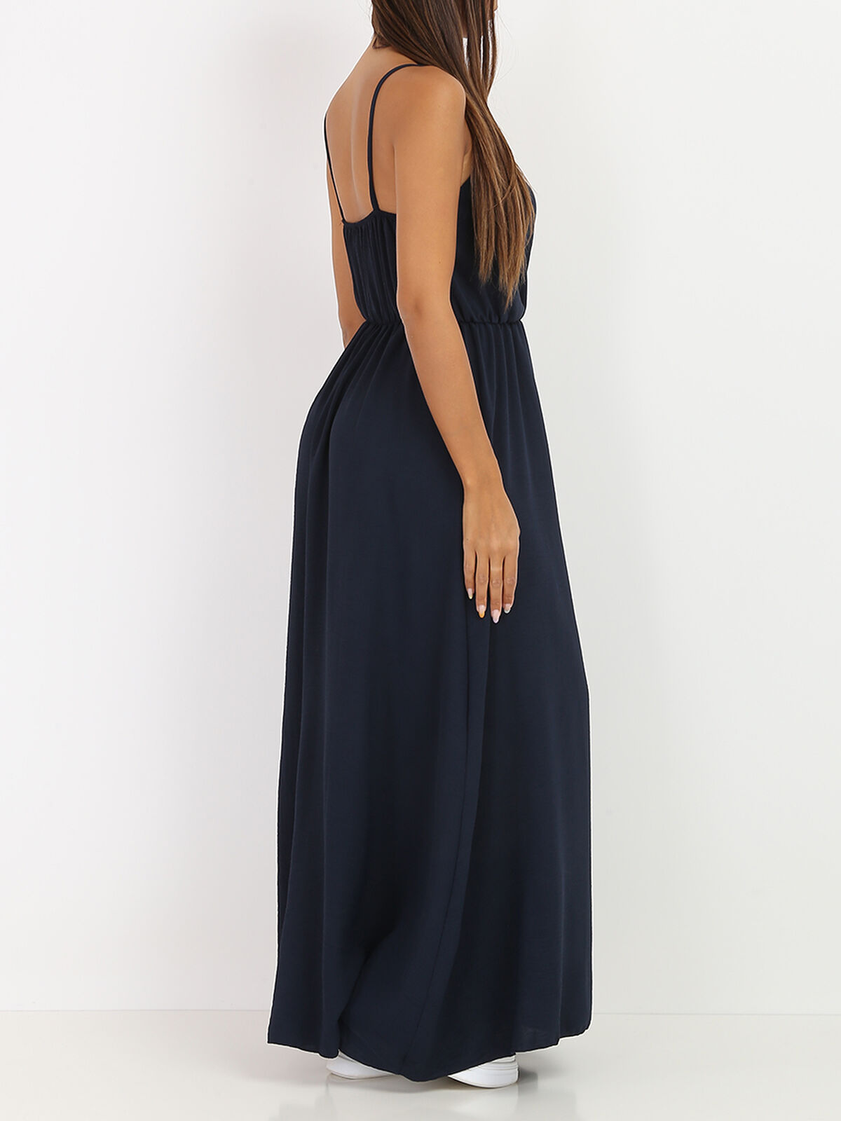 Robe longue portefeuille- Bleu marine