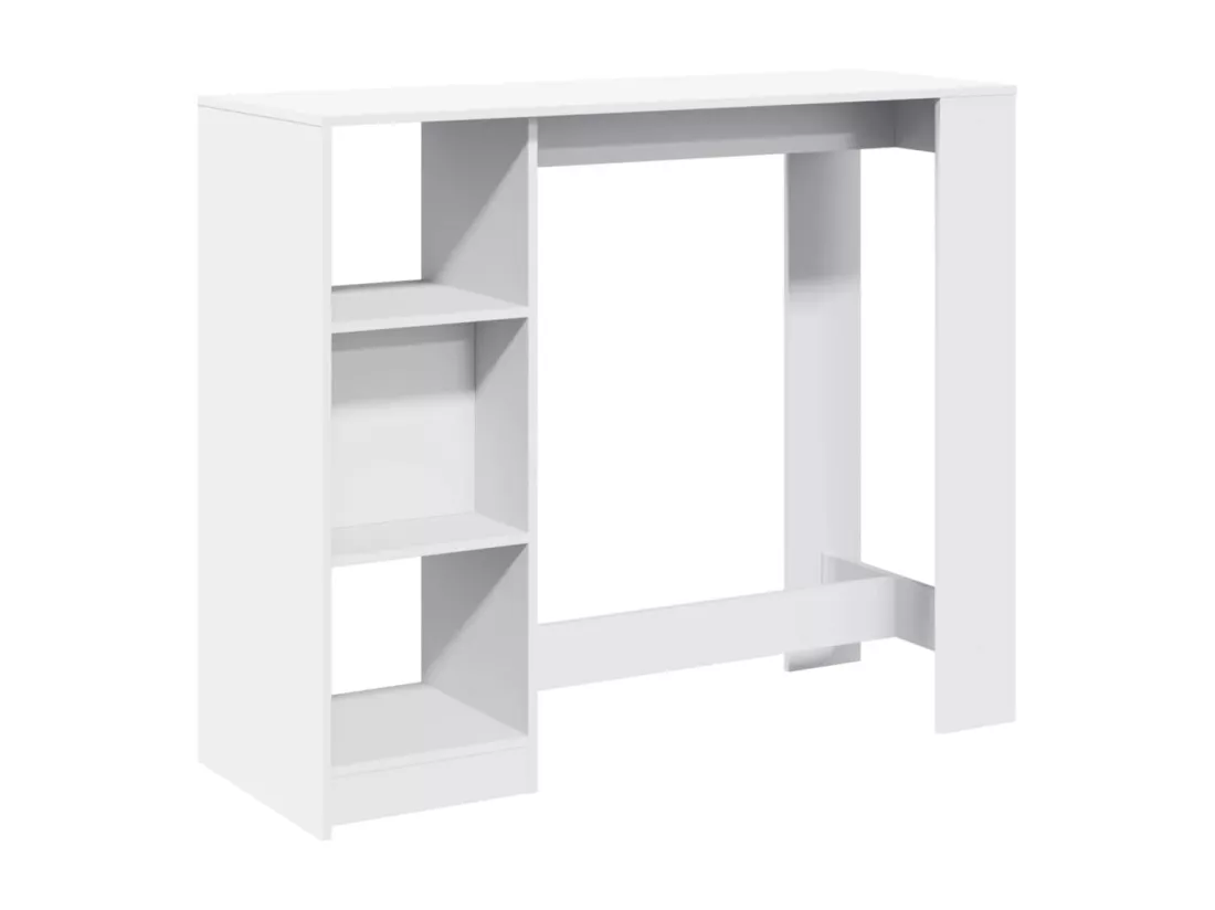Table de bar et étagère blanc 124x46x103,5 cm bois d'ingénierie