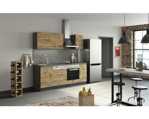 Held Furniture keukenblok met apparatuur Sorrento 210 cm eiken mat gedemonteerd omkeerbaar model 1003.6282