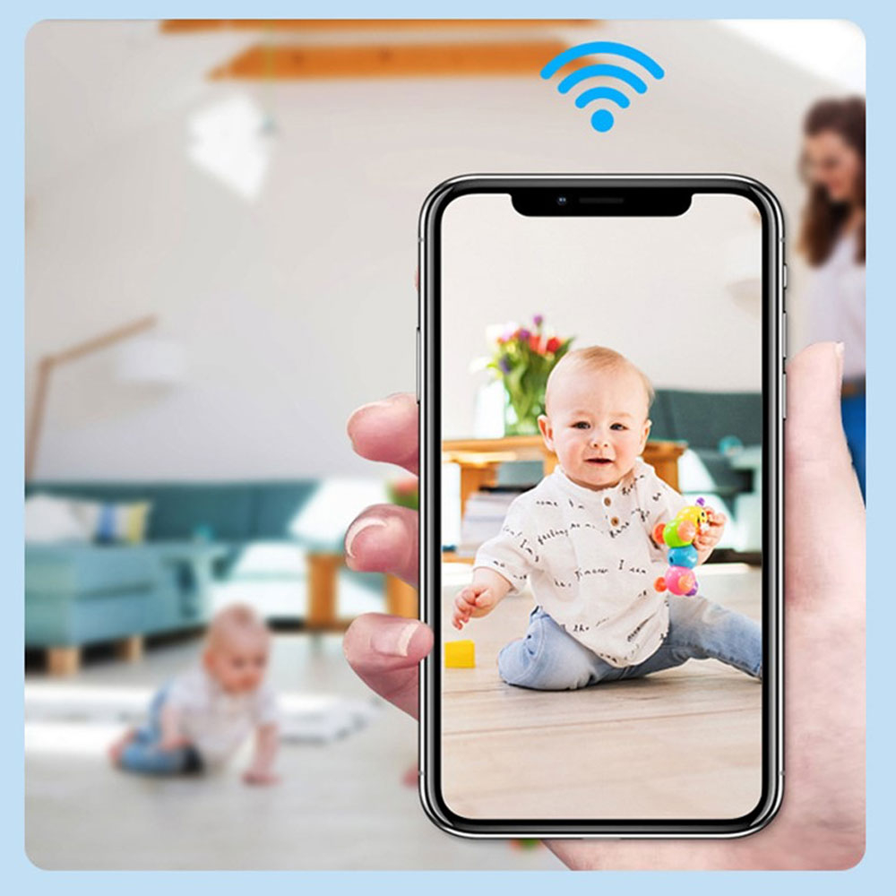 Mini WiFi IP Kamera HD 720p Infrarot LED's Nachtsichtfunktion mit Akku (800mAh) und Micro SD Kartenslot   Halterung (iOS/Android) - Schwarz