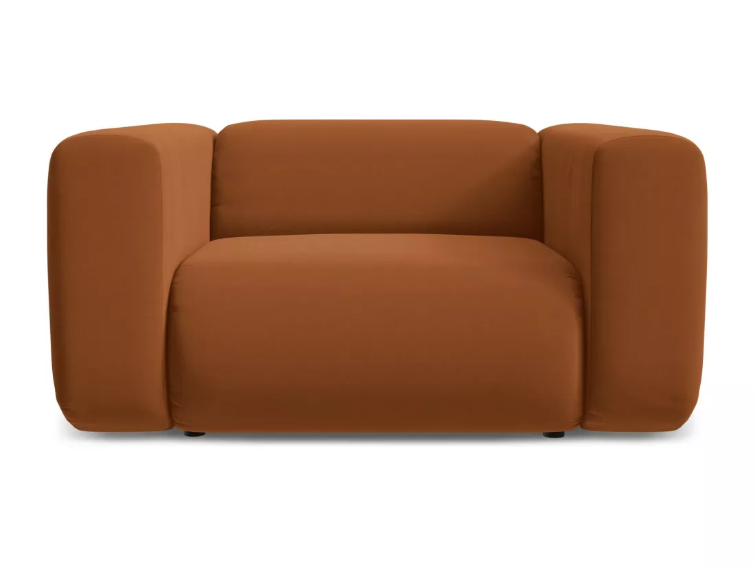 Fauteuil en velours - terre cuite - EKAHI