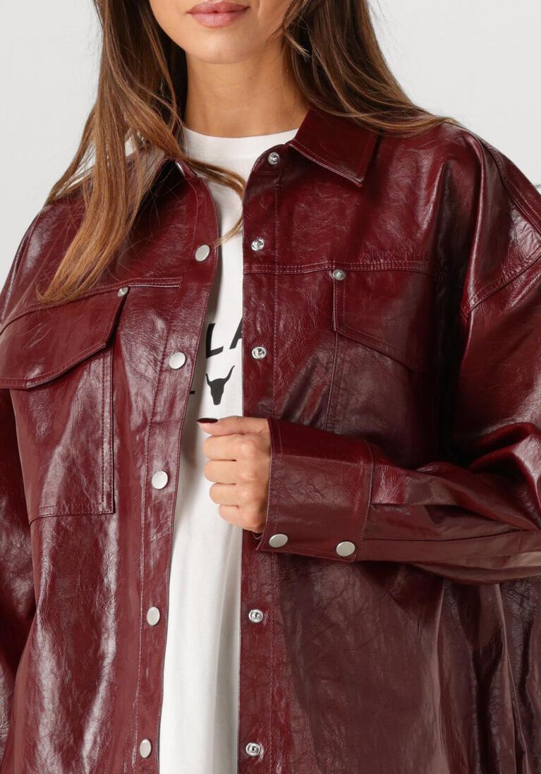 bordeaux alix the label blouses faux leather blouse
