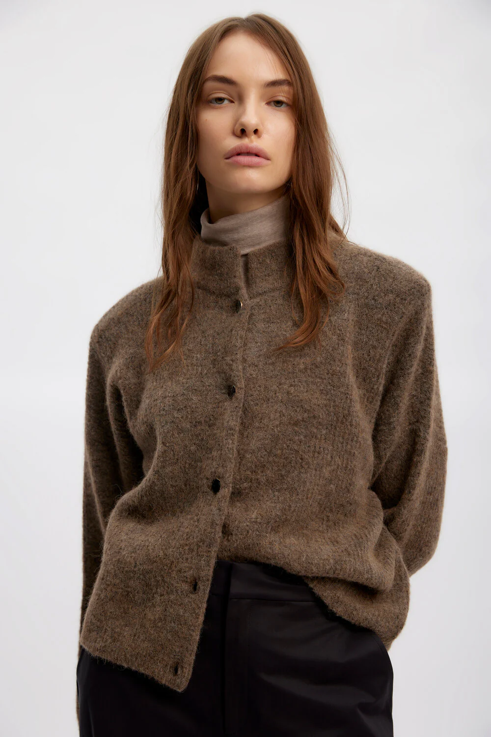 GESTUZ  AlphaGZ uldcardigan - Dark sand melange
