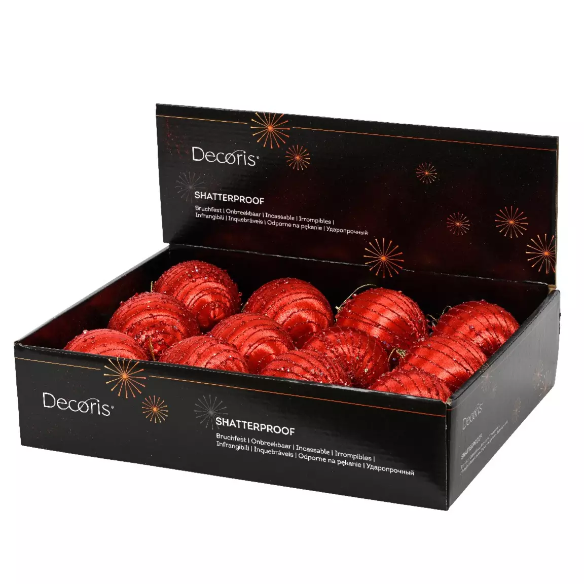 Lot de 12 boules de Noël (D80 mm) Brilla Rouge