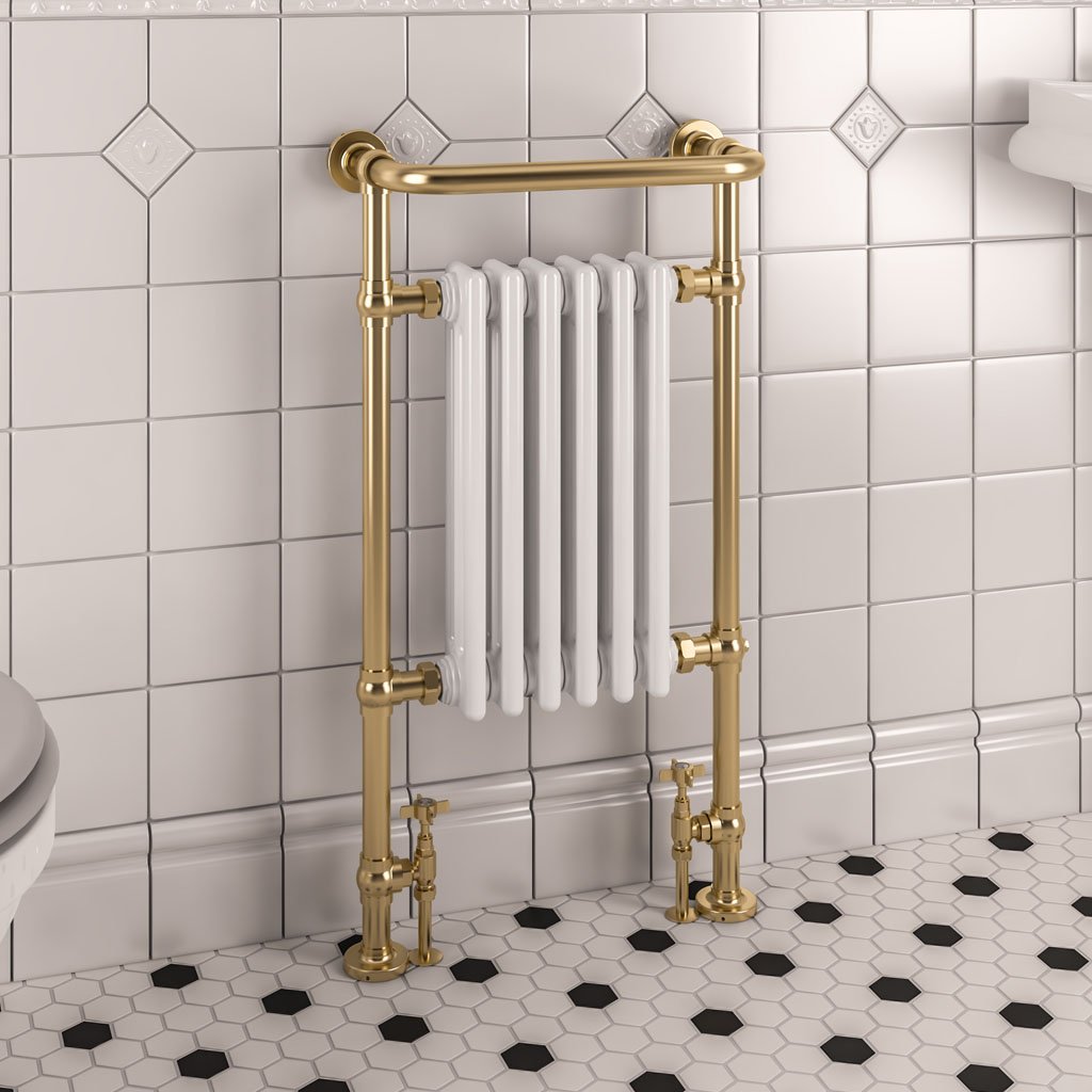 Eastbrook Isbourne klassieke radiator 50x95cm 648W messing/wit