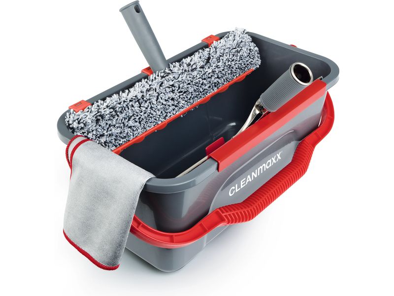 CLEANmaxx Fensterwischer 7-teilig, Grau/Rot Fensterreiniger