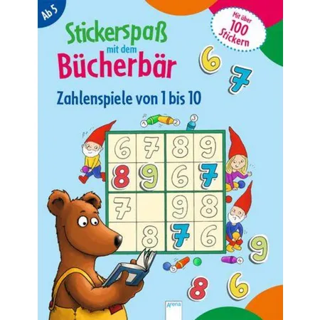 Arena Stickerspaß mit dem Bücherbär. Zahlenspiele von 1 bis 10