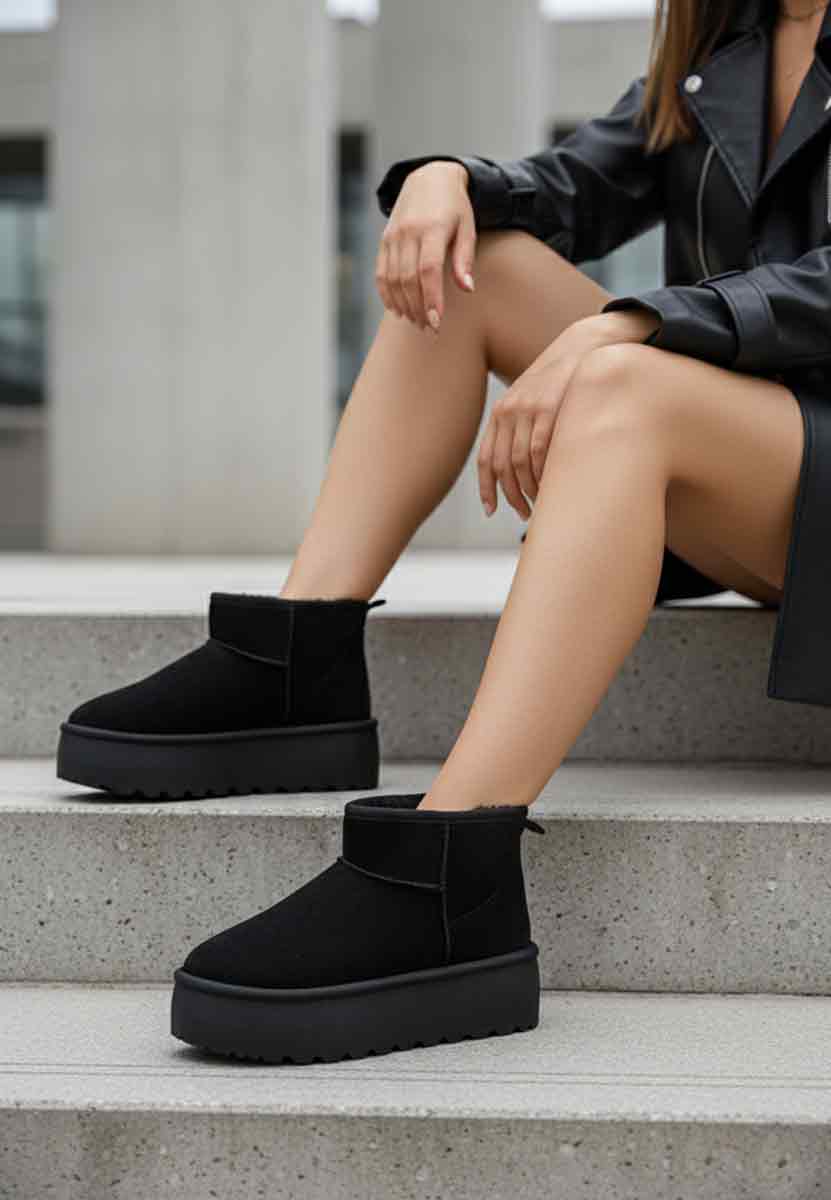Bottes à plateforme noires Savieda V7