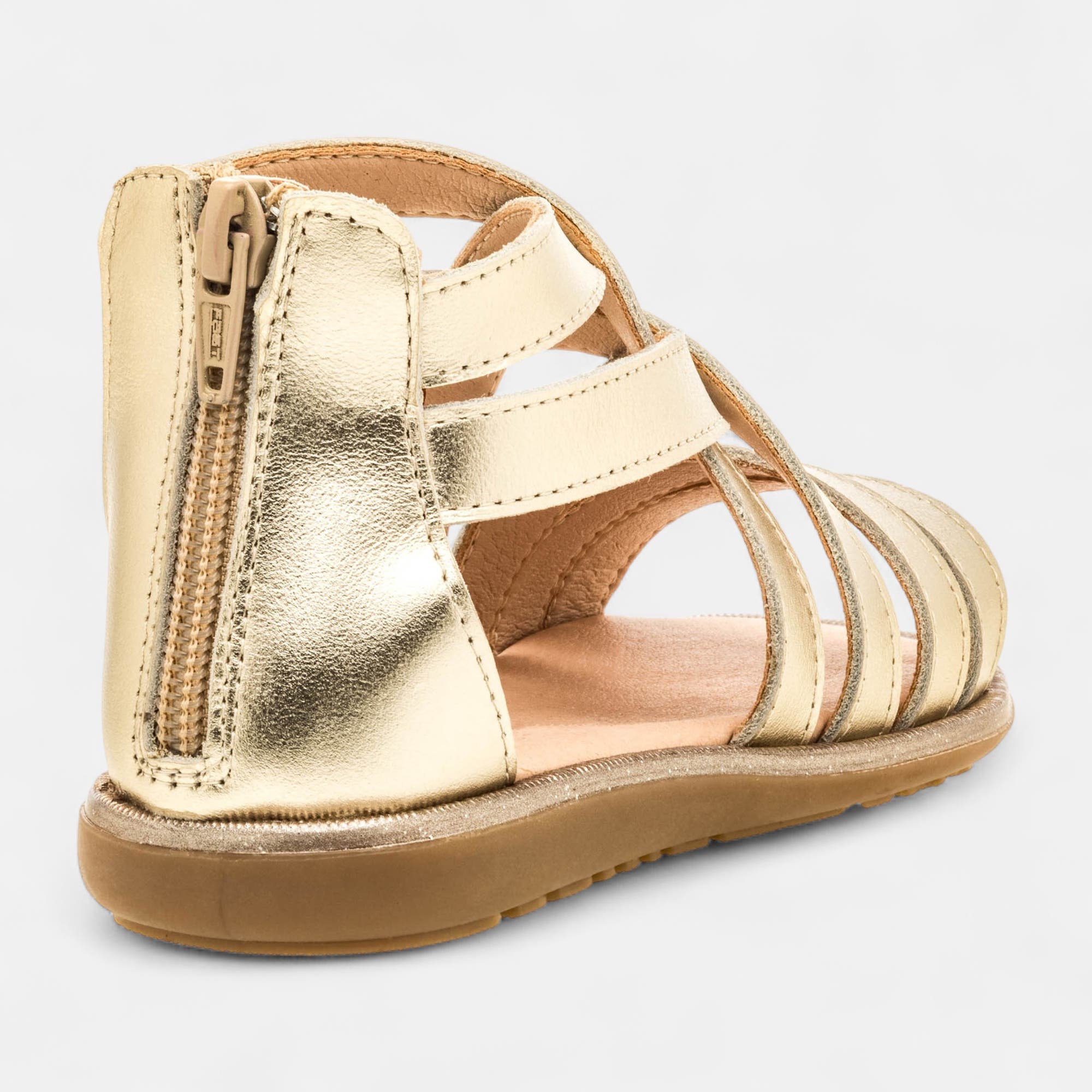 Nu-pieds Fille en cuir or