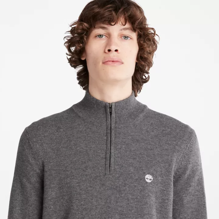 Pull à col zippé Cohas Brook pour homme en gris foncé