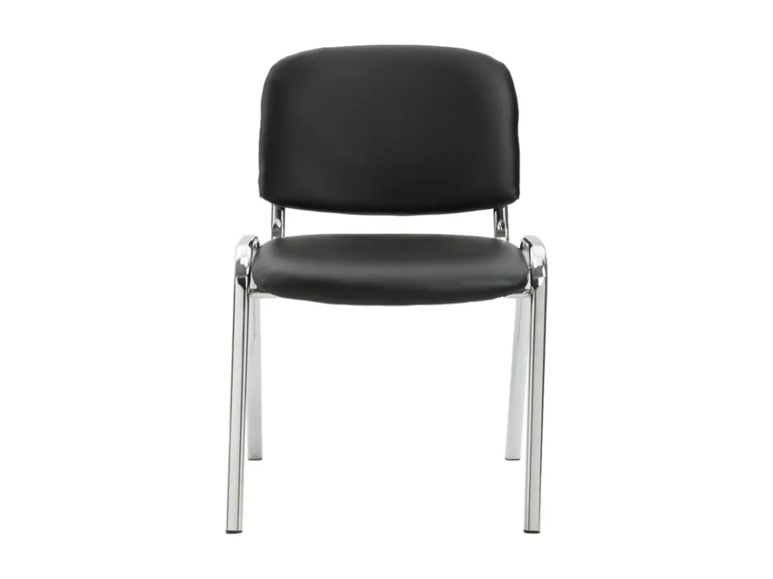 Lot de 4 Chaise de conférence - Similicuir & Métal chromé - Noir - Ken