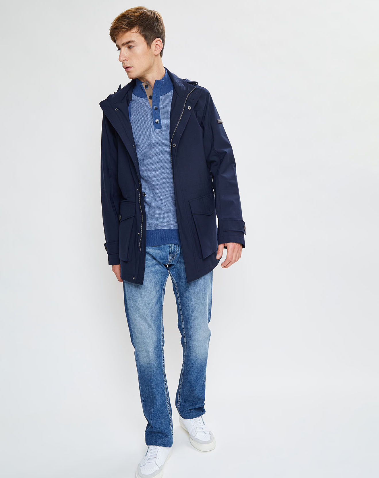 Hackett London Parka à capuche Nylon Travel bleu marine
