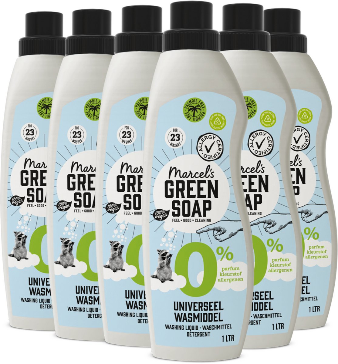 6x Marcel’s Green Soap Wasmiddel Universeel 0% (1000 ml)