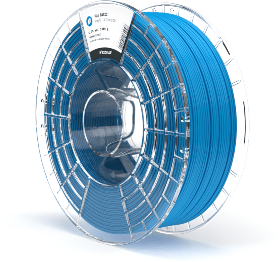 Extrudr  PLA Basic CMYK Lithocyan, 1,75 mm / 1000 g    Technisches PLA für brillante Ergebnisse in Lithocyan