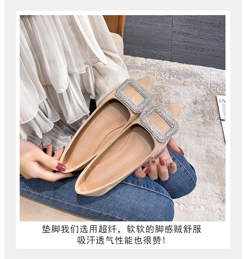 Anran - Puntige teen flats met strass accent