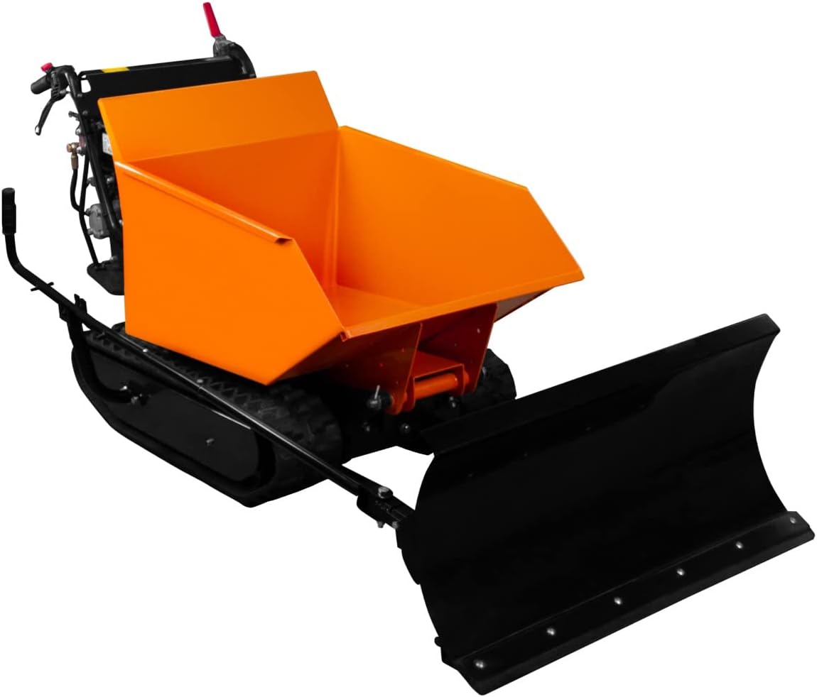 Mini Raupendumper Dumper 500kg Benzin Motorschubkarre Raupenantrieb Kettendumper Motor Schubkarre Minidumper Hydraulische Kippfunktion 270cc 9PS 4 Gänge Stahl GRATIS Rampe Schneeschild & Erweiterung