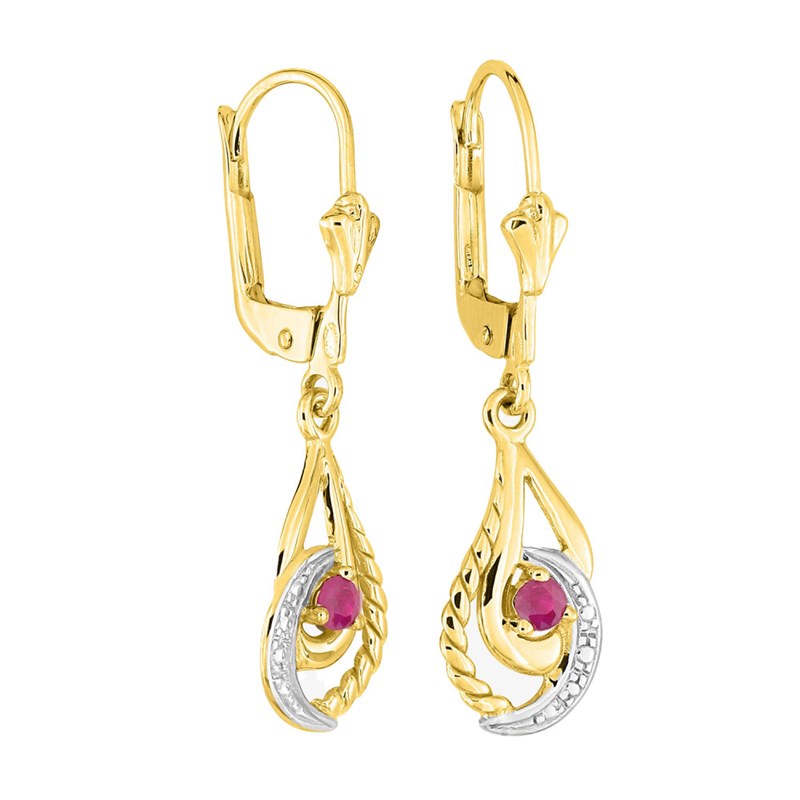 Boucles d'oreilles Femme pendantes - rubis - Or 18 Carats