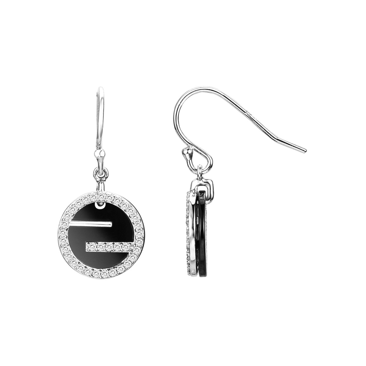 Boucles d'oreilles pendantes en Argent avec oxyde de zirconium blanc