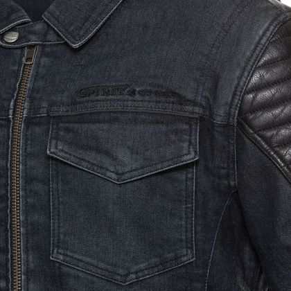 Veste Jean Spirit Motors LEATHER TEX 1.0 - Noir / Bleu