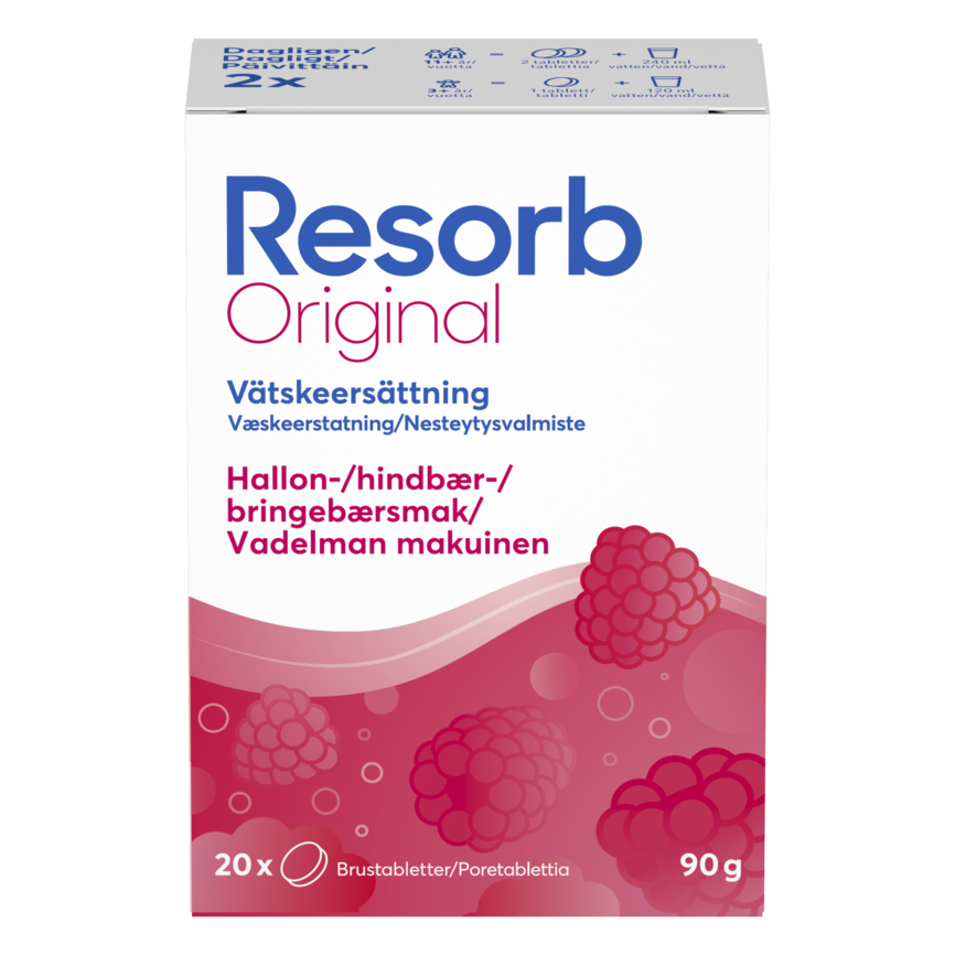 Resorb Original brusetabletter bringebærsmak 2x10 stk