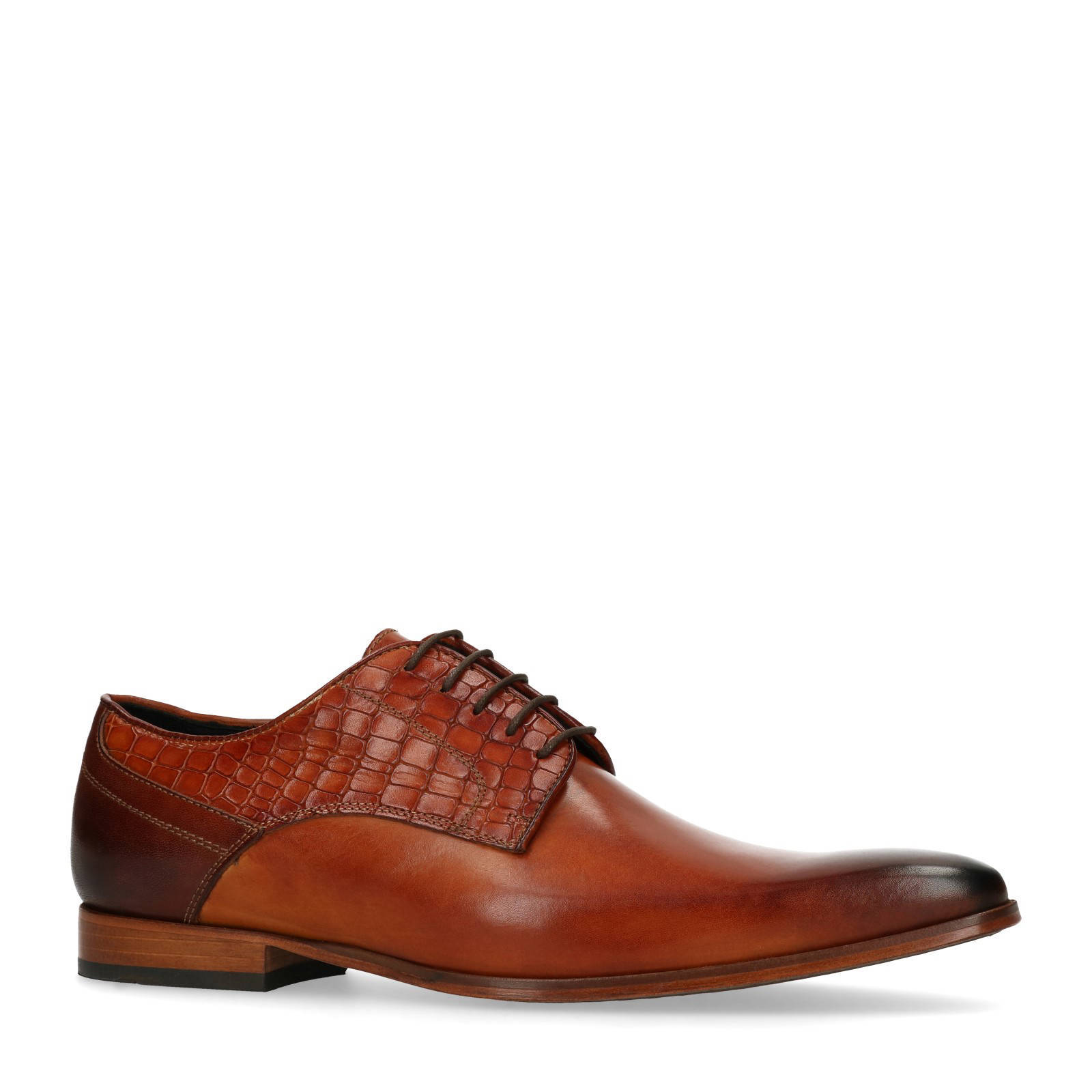 Manfield leren veterschoenen cognac