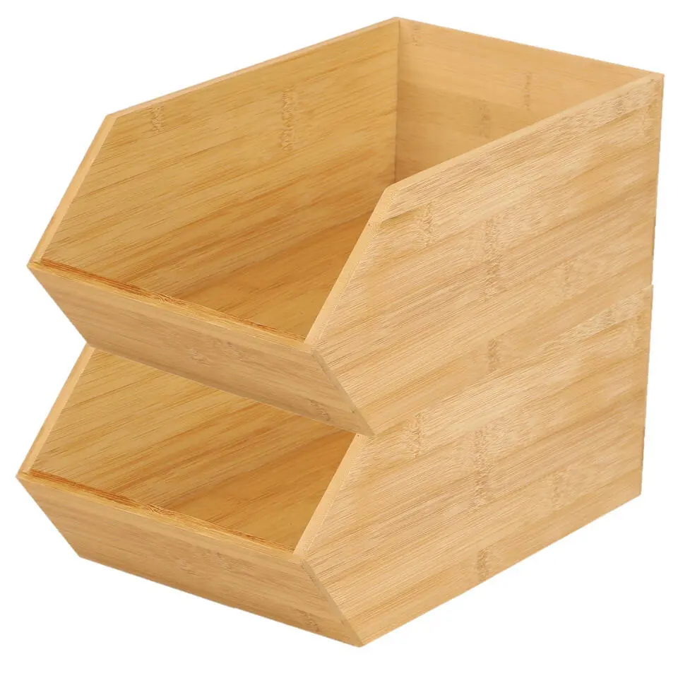 Bambou & Co Stapelbare opbergmand 1 vaks - 18x31x12 cm - bamboe