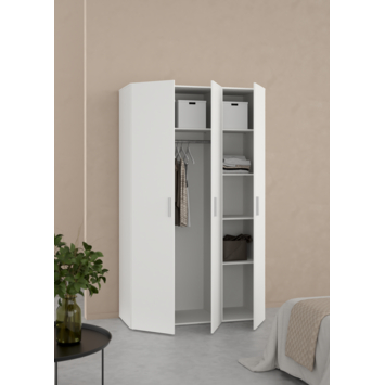 Kledingkast Pisa 3 deurs wit houtnerf 200x118x50 cm